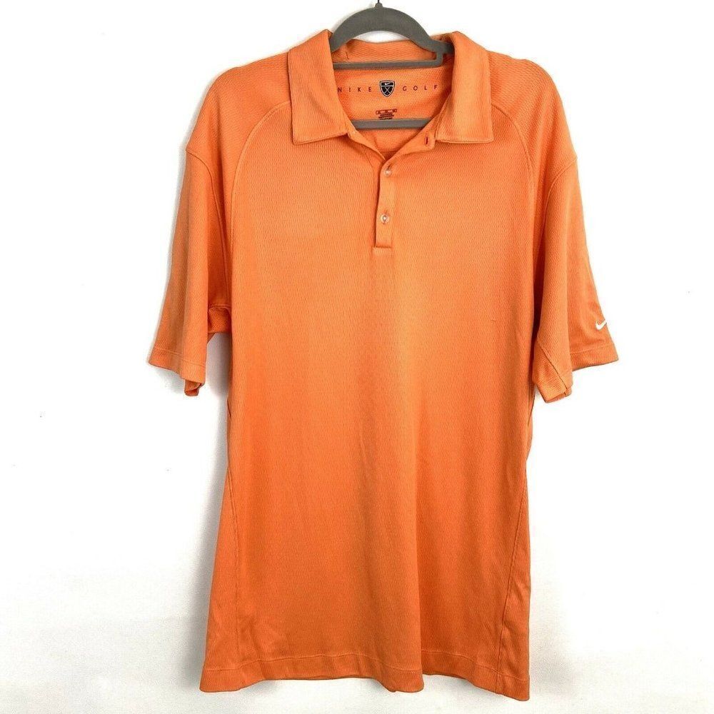 Nike Polo Shirt Mens Size XL Orange Golf Collared Logo Short Sleeve‎ Textured